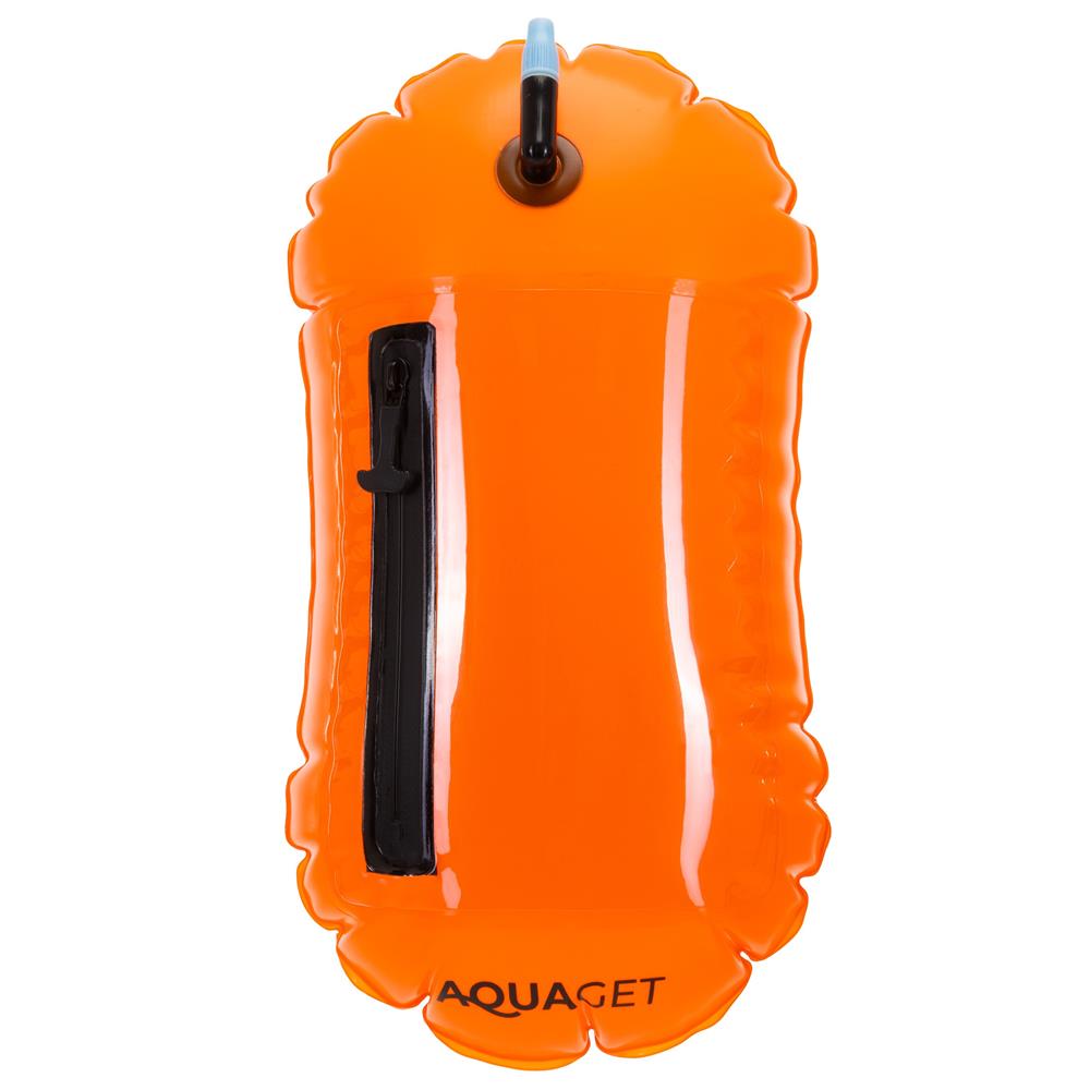 Geanta de inot cu spatiu depozitare uscat 2 in 1, geamandura gonflabila de siguranta, fereastra transparenta pentru utilizare telefon, 20 L, 42x22x15 cm, portocaliu fluorescent - imagine 15