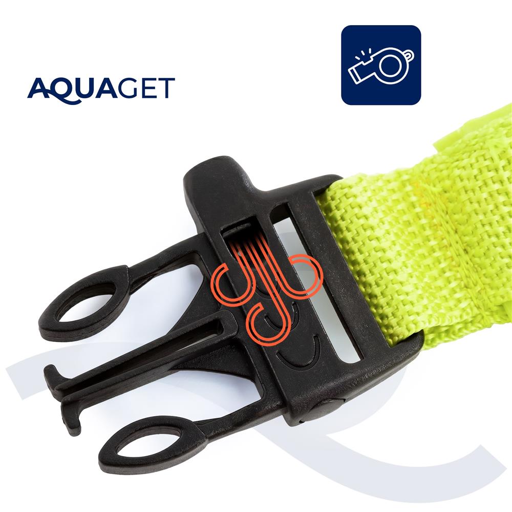 Geanta de inot cu spatiu depozitare uscat 2 in 1, geamandura gonflabila de siguranta, etansa cu 2 camere de aer, 15 L, fluier de urgenta incorporat, 50x25x22 cm, verde fluorescent - imagine 7