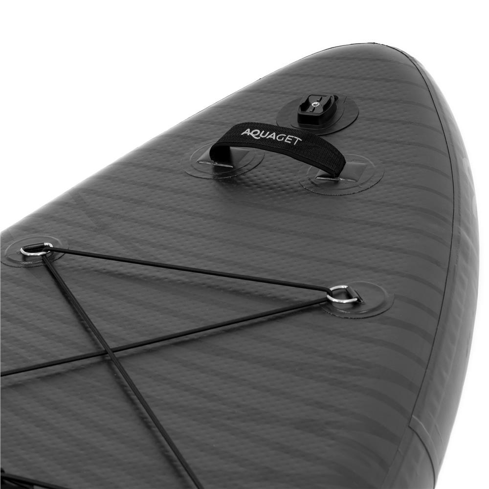 Set placa gonflabila Stand Up PaddleBoard 350x81x15 cm, cu pompa, kit de reparatii, geanta de transport, vasla, maxim 150 kg, negru - imagine 17