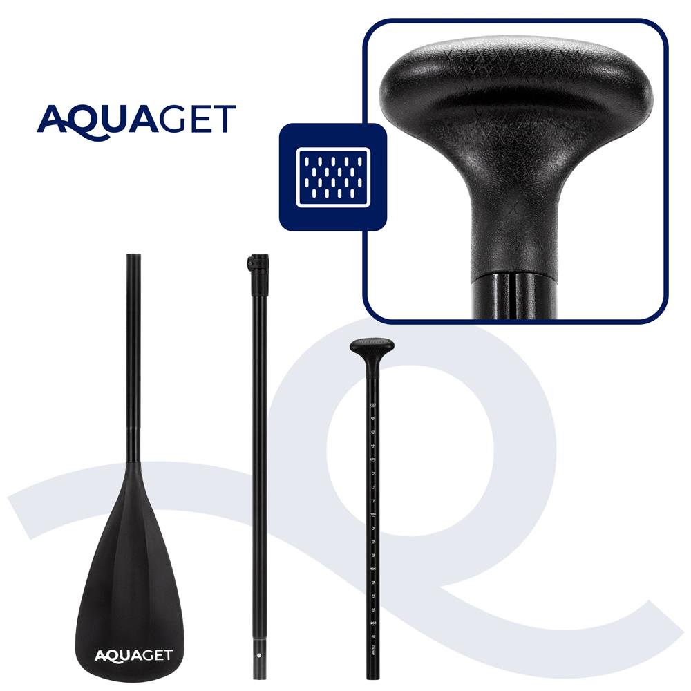 Set placa gonflabila Stand Up PaddleBoard 350x81x15 cm, cu pompa, kit de reparatii, geanta de transport, vasla, maxim 150 kg, negru - imagine 3
