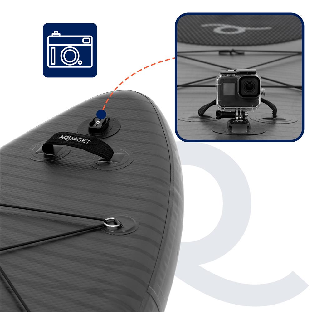 Set placa gonflabila Stand Up PaddleBoard 350x81x15 cm, cu pompa, kit de reparatii, geanta de transport, vasla, maxim 150 kg, negru - imagine 31