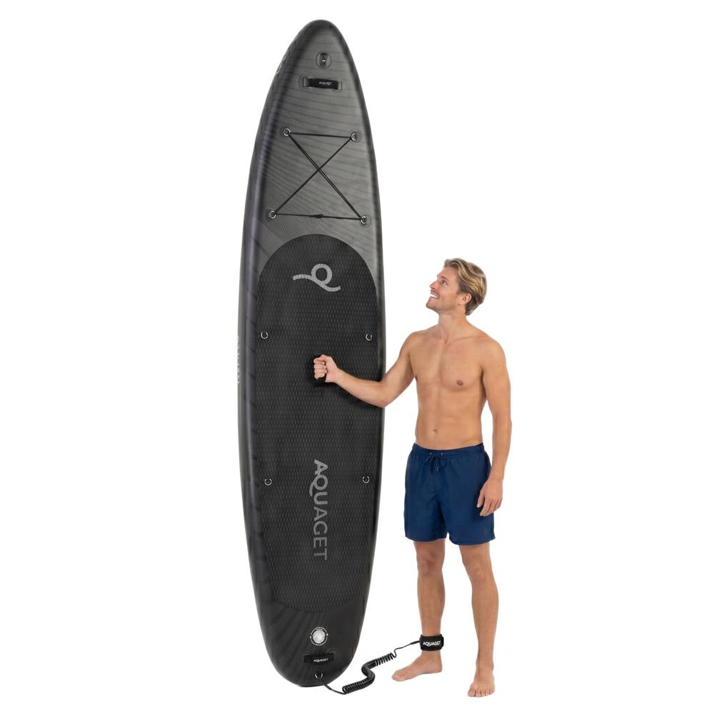 Set placa gonflabila Stand Up PaddleBoard 350x81x15 cm, cu pompa, kit de reparatii, geanta de transport, vasla, maxim 150 kg, negru - imagine 6