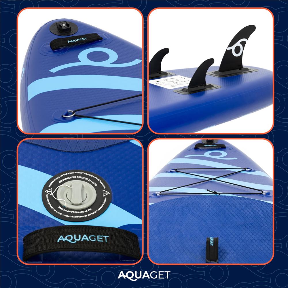 Set placa gonflabila Stand Up PaddleBoard 350x81x15 cm, cu pompa, kit de reparatii, geanta de transport, vasla, maxim 150 kg, albastru - imagine 2