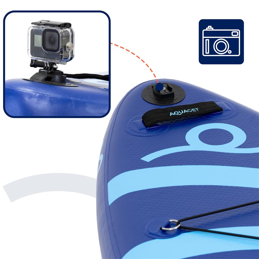 Set placa gonflabila Stand Up PaddleBoard 350x81x15 cm, cu pompa, kit de reparatii, geanta de transport, vasla, maxim 150 kg, albastru - imagine 3