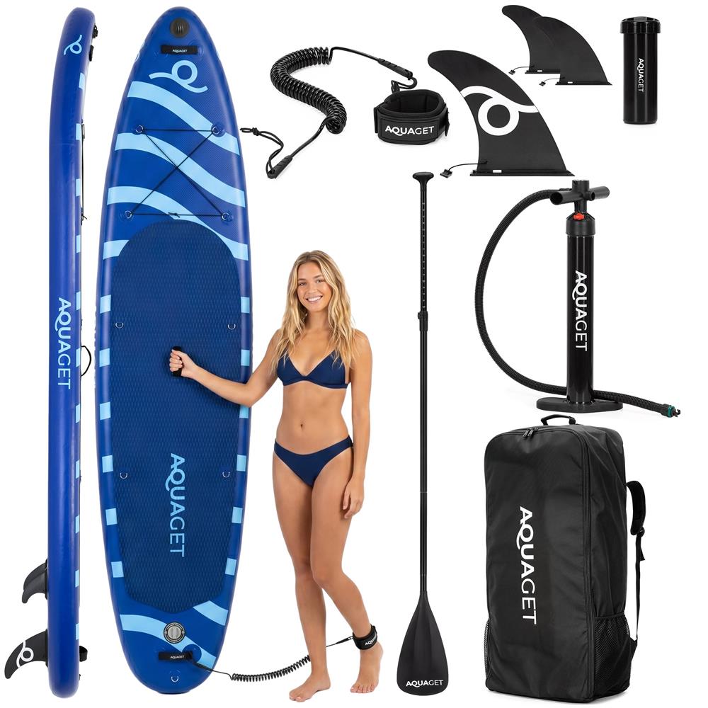Set placa gonflabila Stand Up PaddleBoard 350x81x15 cm, cu pompa, kit de reparatii, geanta de transport, vasla, maxim 150 kg, albastru - imagine 34