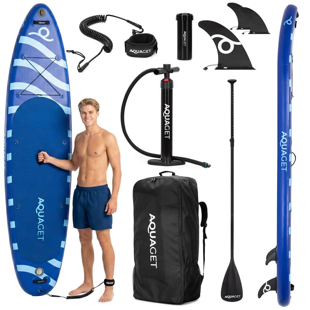 Set placa gonflabila Stand Up PaddleBoard 350x81x15 cm, cu pompa, kit de reparatii, geanta de transport, vasla, maxim 150 kg, albastru - imagine 35