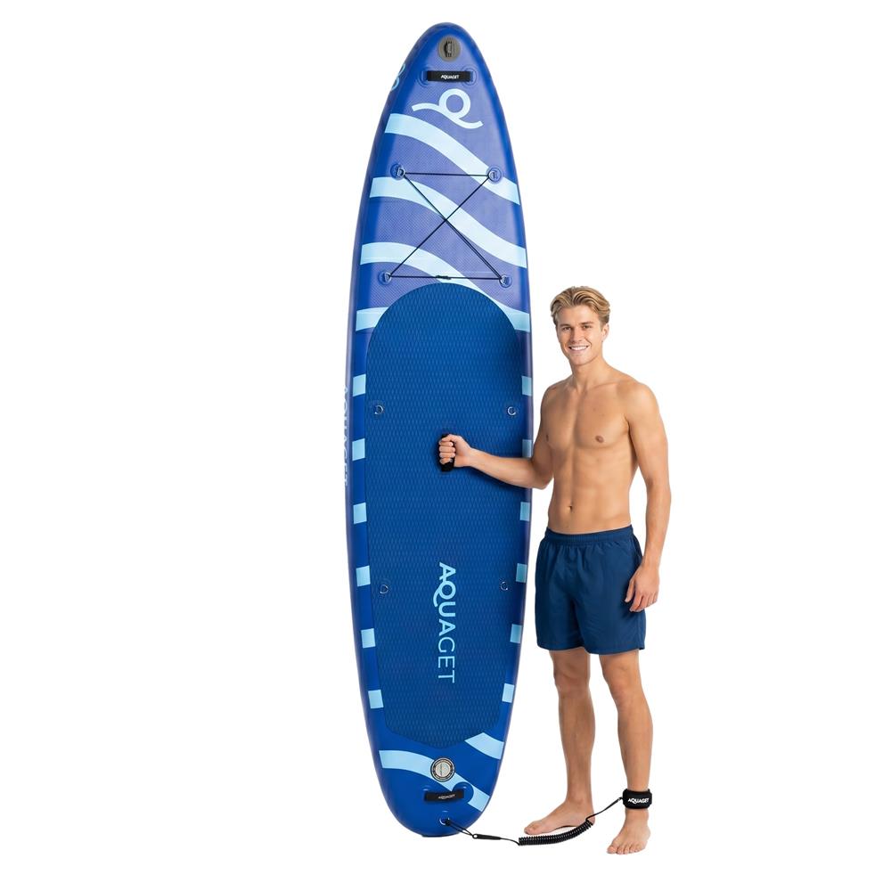 Set placa gonflabila Stand Up PaddleBoard 350x81x15 cm, cu pompa, kit de reparatii, geanta de transport, vasla, maxim 150 kg, albastru - imagine 8