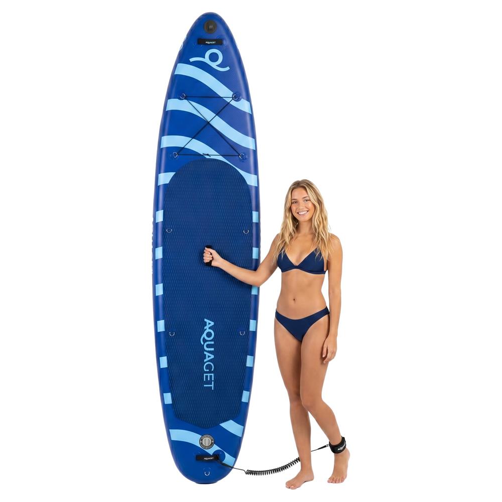 Set placa gonflabila Stand Up PaddleBoard 350x81x15 cm, cu pompa, kit de reparatii, geanta de transport, vasla, maxim 150 kg, albastru - imagine 9