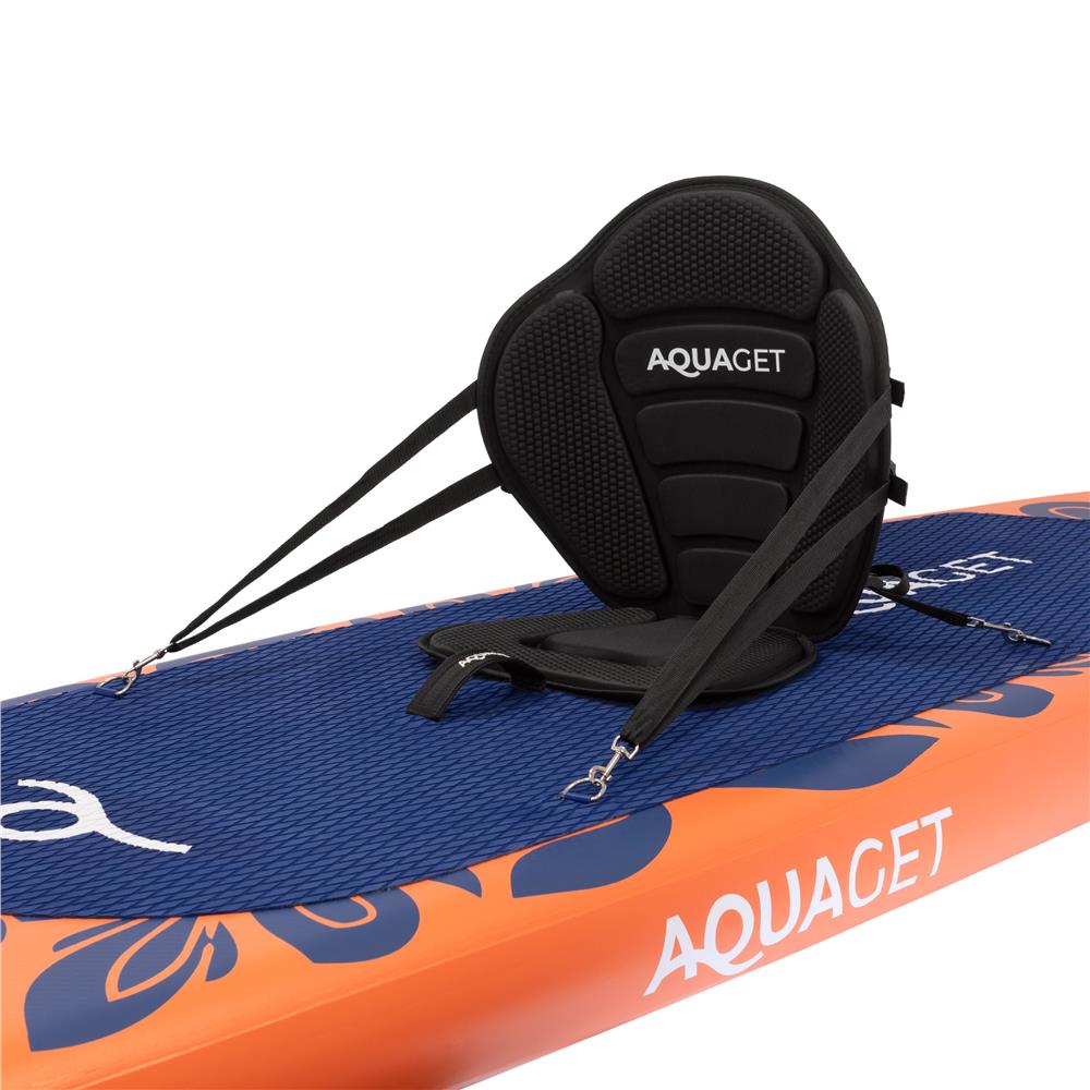 Set placa gonflabila Stand Up PaddleBoard 350x81x15 cm, cu pompa, scaun kayak, kit de reparatii, geanta de transport, vasla 2 in 1, maxim 220 kg, portocaliu - imagine 19