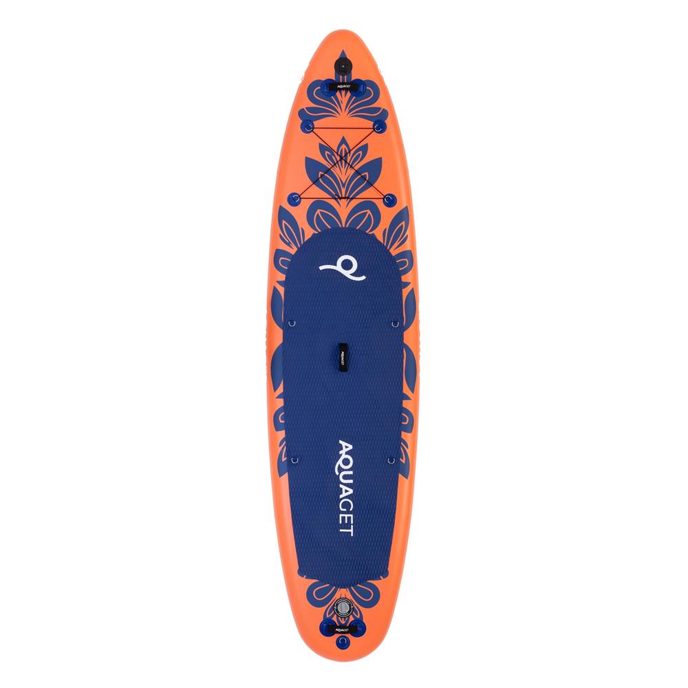 Set placa gonflabila Stand Up PaddleBoard 350x81x15 cm, cu pompa, scaun kayak, kit de reparatii, geanta de transport, vasla 2 in 1, maxim 220 kg, portocaliu - imagine 20