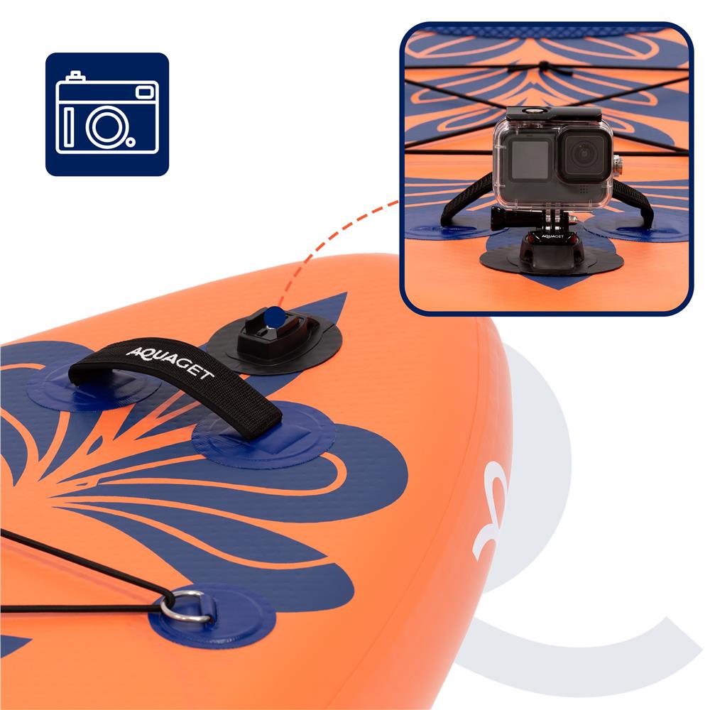 Set placa gonflabila Stand Up PaddleBoard 350x81x15 cm, cu pompa, scaun kayak, kit de reparatii, geanta de transport, vasla 2 in 1, maxim 220 kg, portocaliu - imagine 21