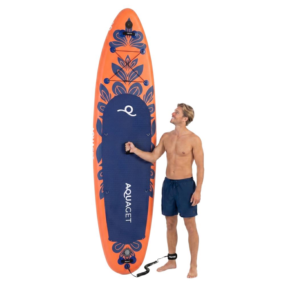 Set placa gonflabila Stand Up PaddleBoard 350x81x15 cm, cu pompa, scaun kayak, kit de reparatii, geanta de transport, vasla 2 in 1, maxim 220 kg, portocaliu - imagine 26