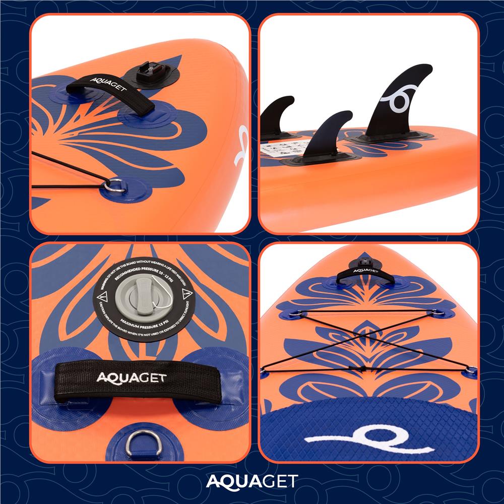 Set placa gonflabila Stand Up PaddleBoard 350x81x15 cm, cu pompa, scaun kayak, kit de reparatii, geanta de transport, vasla 2 in 1, maxim 220 kg, portocaliu - imagine 29