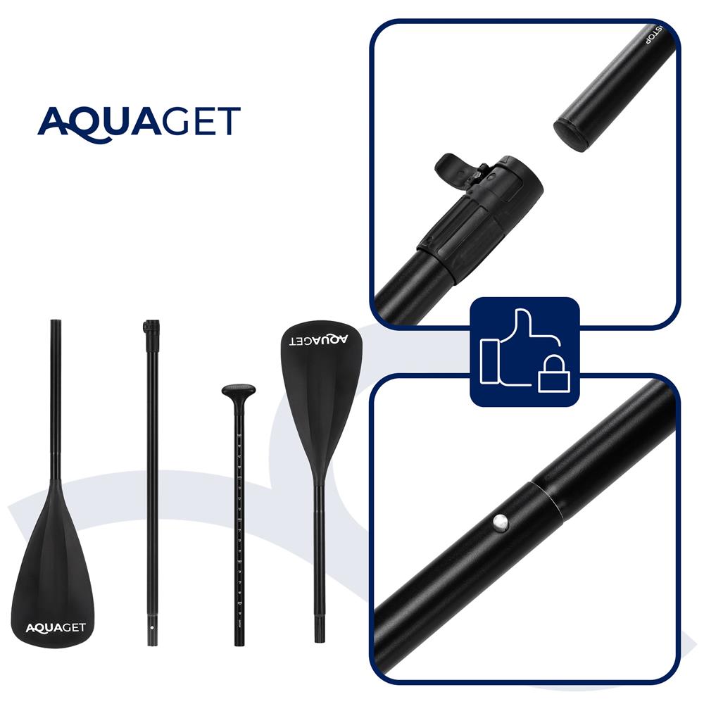 Vasla 2 in 1 pentru placa gonflabila SUP si kayak, lungime reglabila, aluminiu, 222 cm, negru - imagine 4