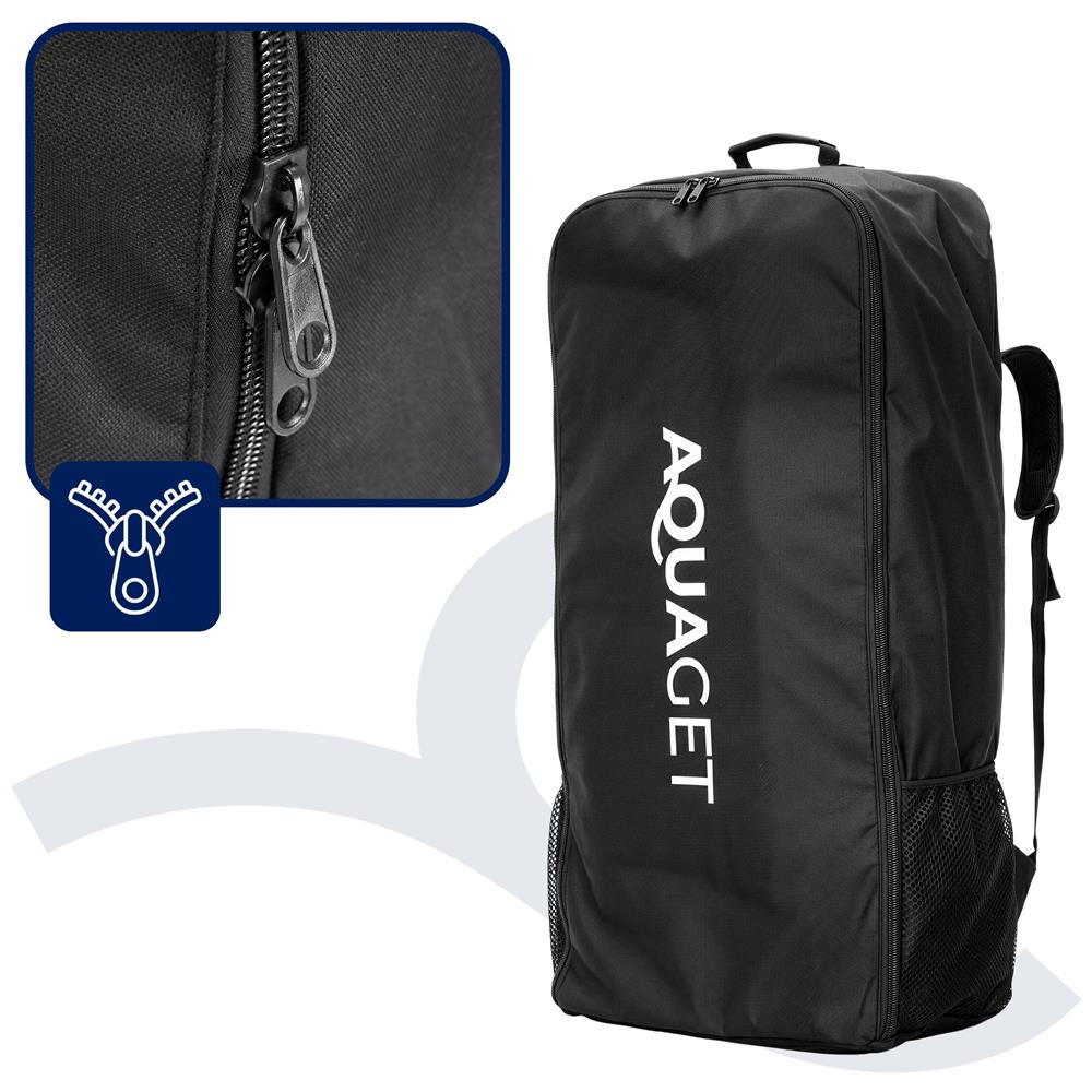 Rucsac transport pentru placa gonflabila SUP Stand Up PaddleBoard, 110 L, nylon, compartiment principal, negru - imagine 14