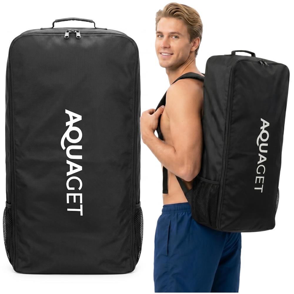 Rucsac transport pentru placa gonflabila SUP Stand Up PaddleBoard, 110 L, nylon, compartiment principal, negru - imagine 3