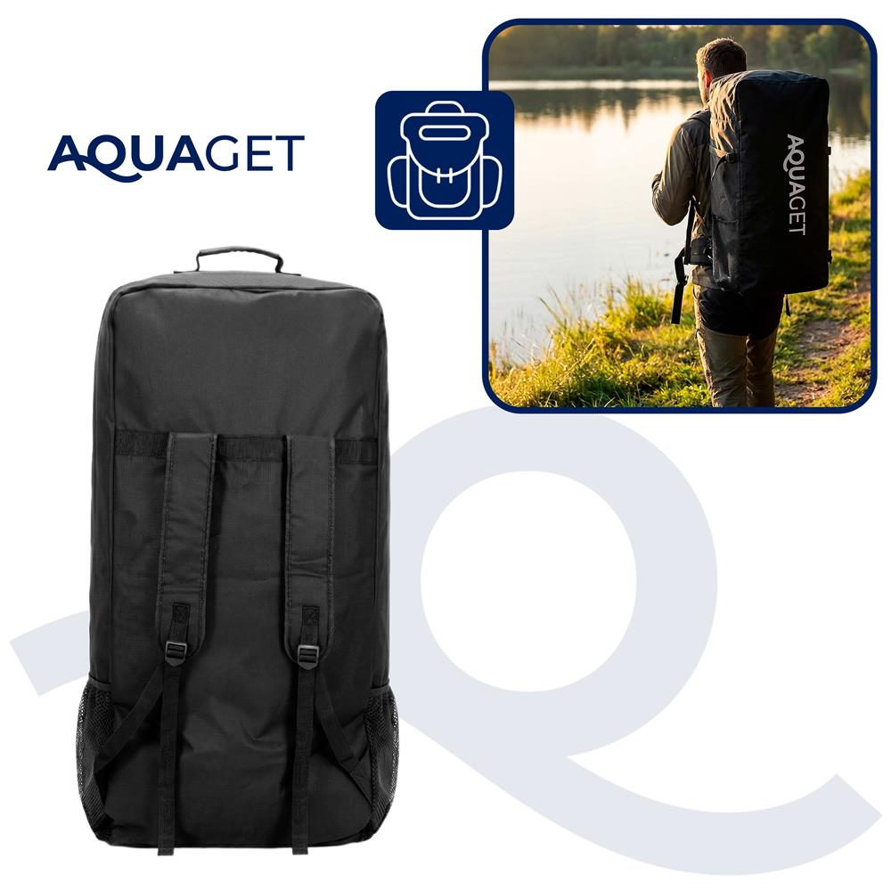 Rucsac transport pentru placa gonflabila SUP Stand Up PaddleBoard, 110 L, nylon, compartiment principal, negru - imagine 9