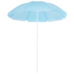 Umbrela de plaja pliabila cu inclinare reglabila, UPF 50+, cu husa transport, 160 cm, albastru