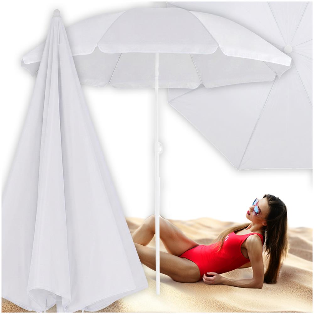 Umbrela de plaja pliabila cu inclinare reglabila, UPF 50+, cu husa transport, 160 cm, gri - imagine 3