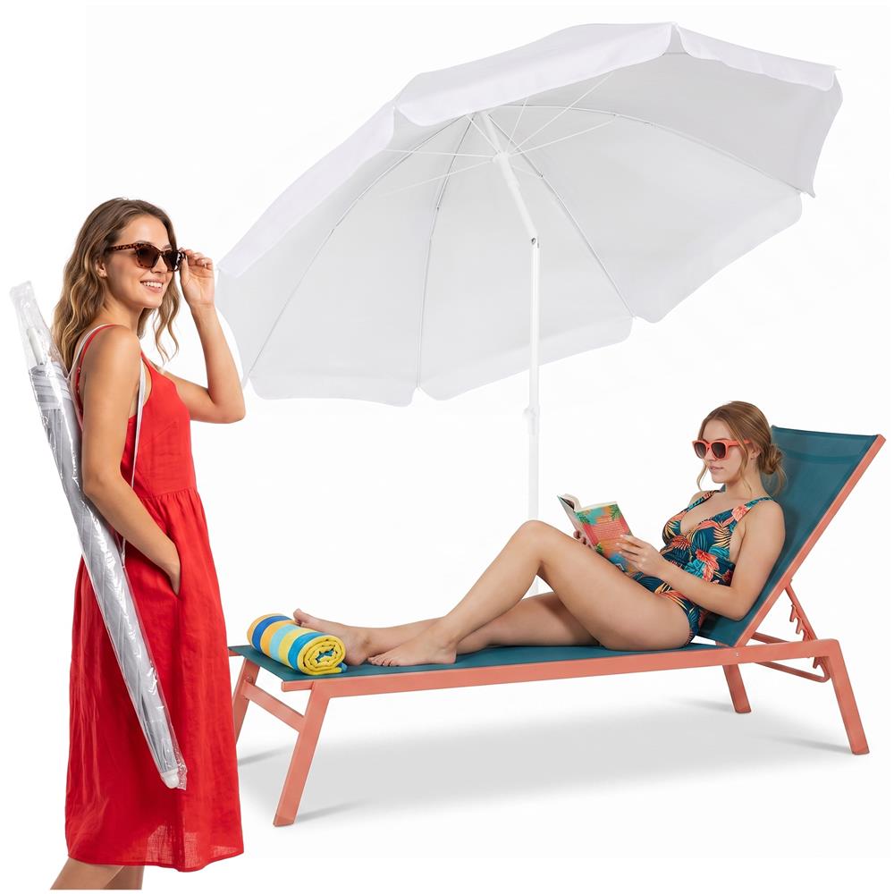 Umbrela de plaja pliabila cu inclinare reglabila, UPF 50+, cu husa transport, 160 cm, gri - imagine 2