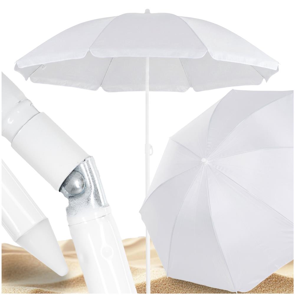 Umbrela de plaja pliabila cu inclinare reglabila, UPF 50+, cu husa transport, 160 cm, gri - imagine 5