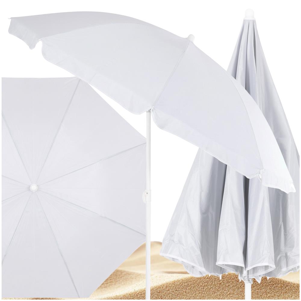 Umbrela de plaja pliabila cu inclinare reglabila, UPF 50+, cu husa transport, 160 cm, gri - imagine 6
