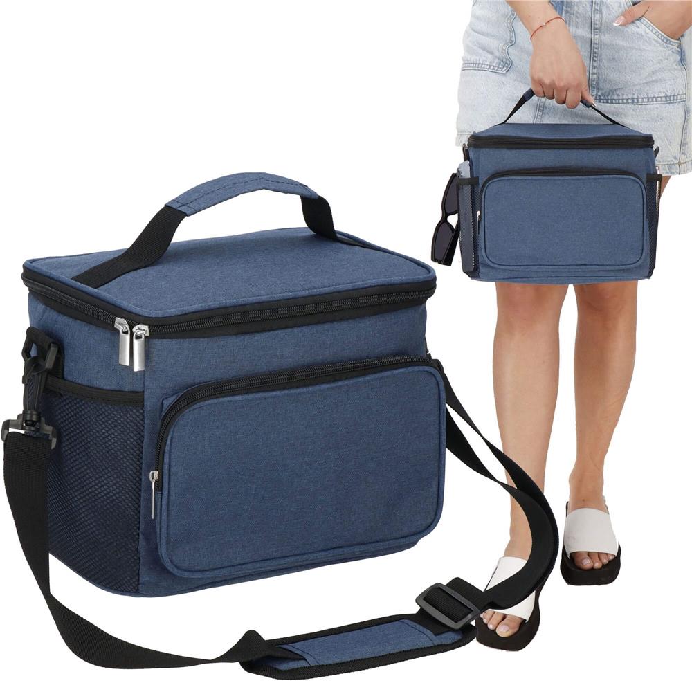Geanta termoizolanta pentru plaja sau picnic, 11 L, pliabila, 27x19x20,5 cm, albastru - imagine 11