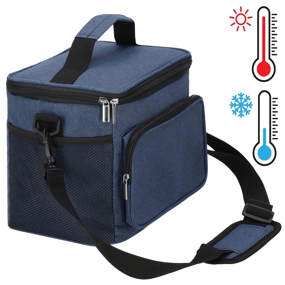 Geanta termoizolanta pentru plaja sau picnic, 11 L, pliabila, 27x19x20,5 cm, albastru - imagine 12