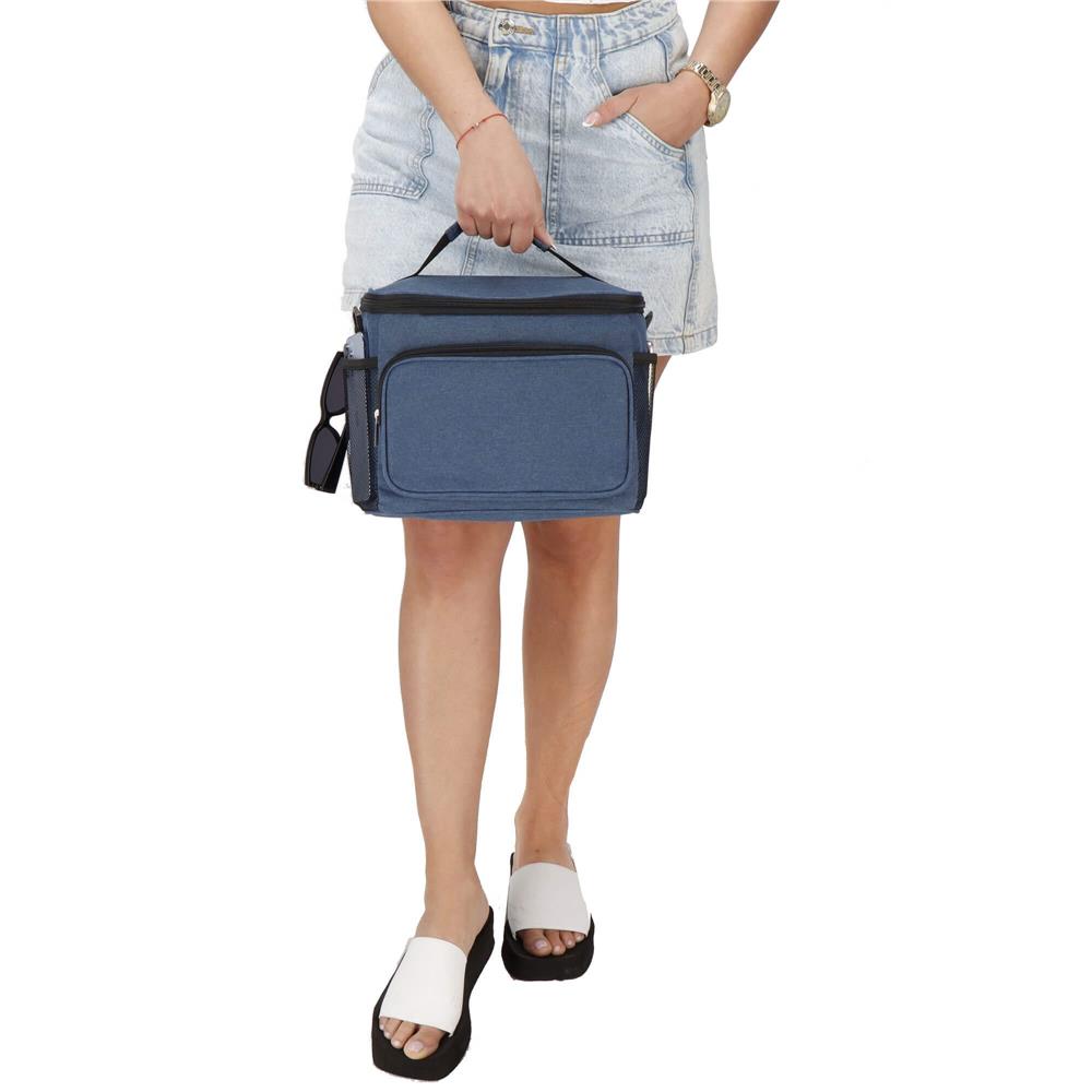 Geanta termoizolanta pentru plaja sau picnic, 11 L, pliabila, 27x19x20,5 cm, albastru - imagine 17
