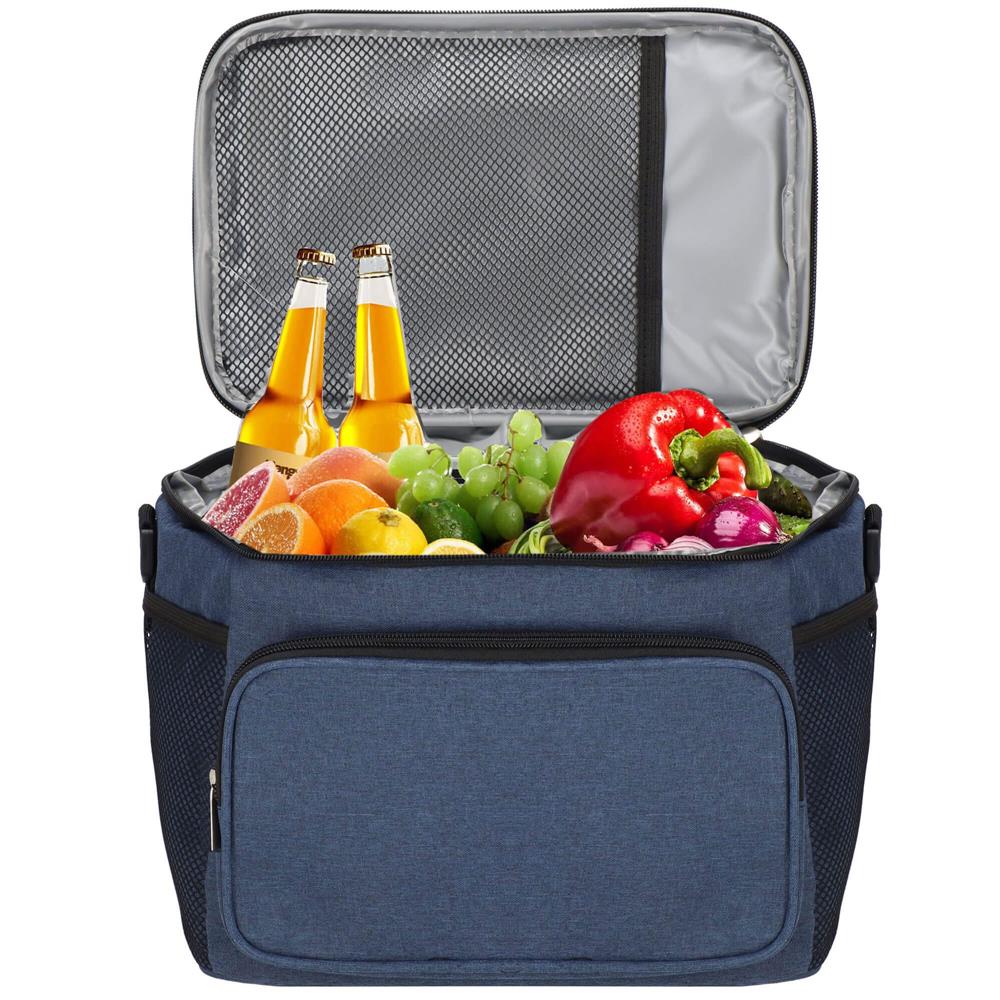Geanta termoizolanta pentru plaja sau picnic, 11 L, pliabila, 27x19x20,5 cm, albastru - imagine 18