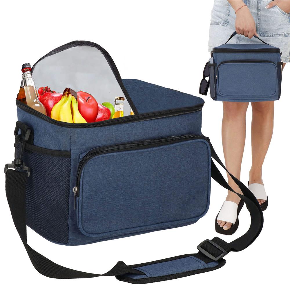 Geanta termoizolanta pentru plaja sau picnic, 11 L, pliabila, 27x19x20,5 cm, albastru - imagine 4