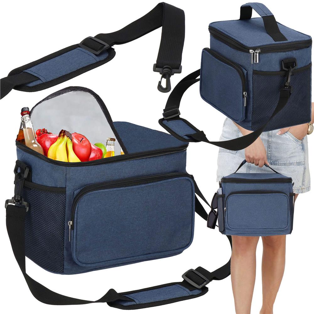 Geanta termoizolanta pentru plaja sau picnic, 11 L, pliabila, 27x19x20,5 cm, albastru - imagine 5