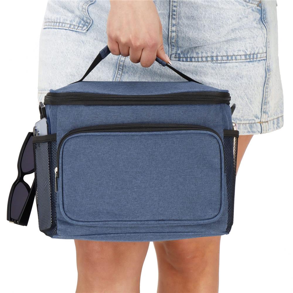 Geanta termoizolanta pentru plaja sau picnic, 11 L, pliabila, 27x19x20,5 cm, albastru - imagine 6