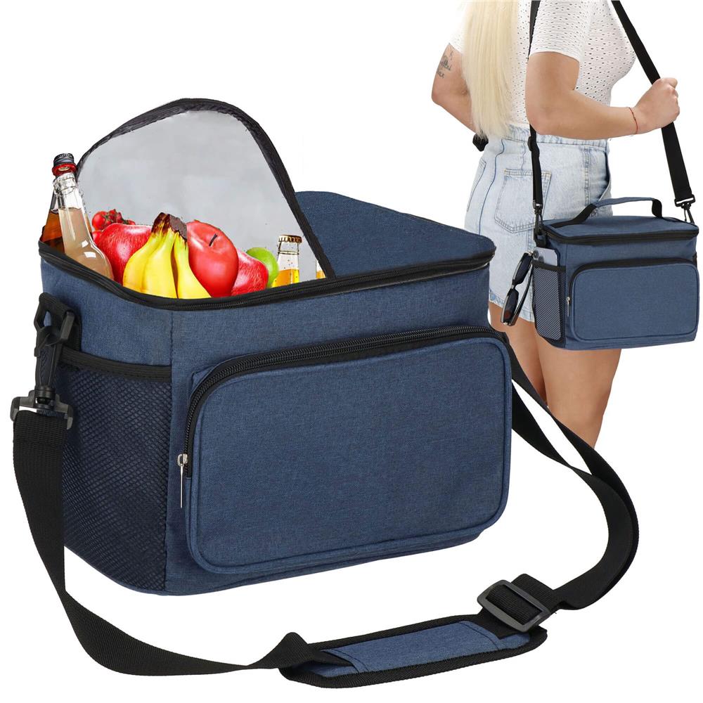 Geanta termoizolanta pentru plaja sau picnic, 11 L, pliabila, 27x19x20,5 cm, albastru - imagine 8