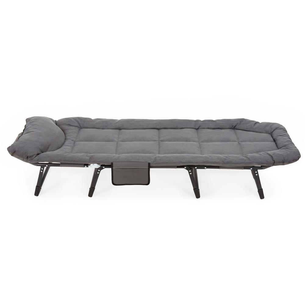Sezlong pliabil pentru gradina, cu saltea, tetiera reglabila si buzunar lateral, 200x65x30 cm, 150 kg, gri - imagine 25