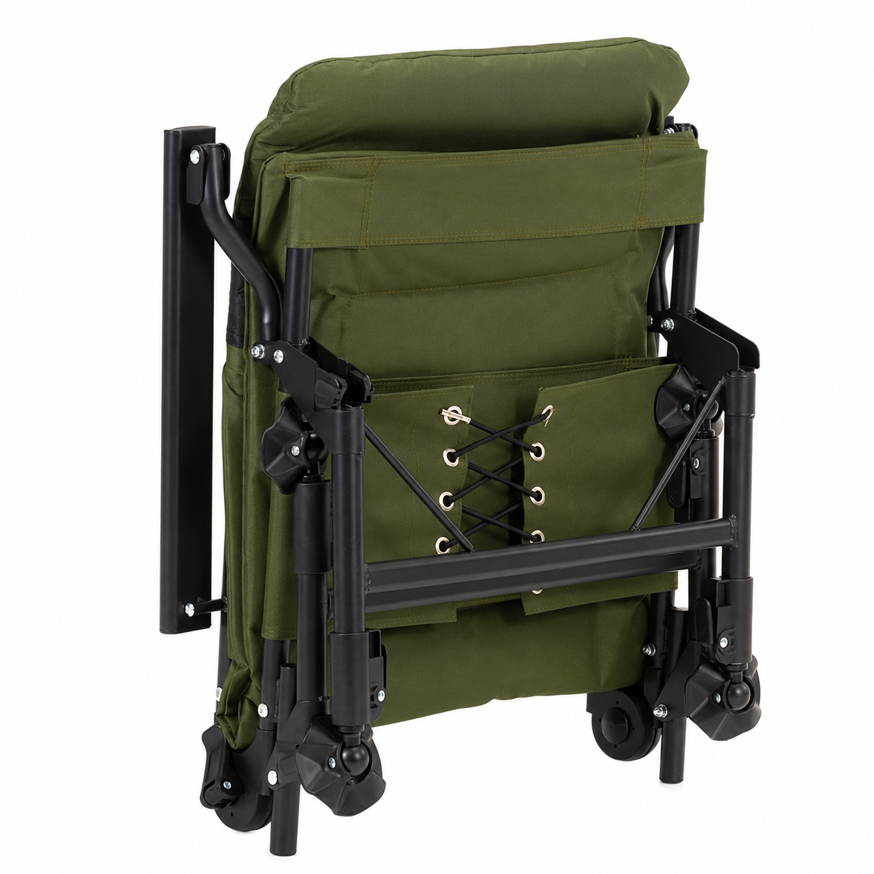 Scaun pliabil premium pentru pescuit sau camping, reglabil in 5 pozitii, picioare reglabile pe inaltime, 72x60x102 cm, 180 kg, verde inchis - imagine 24