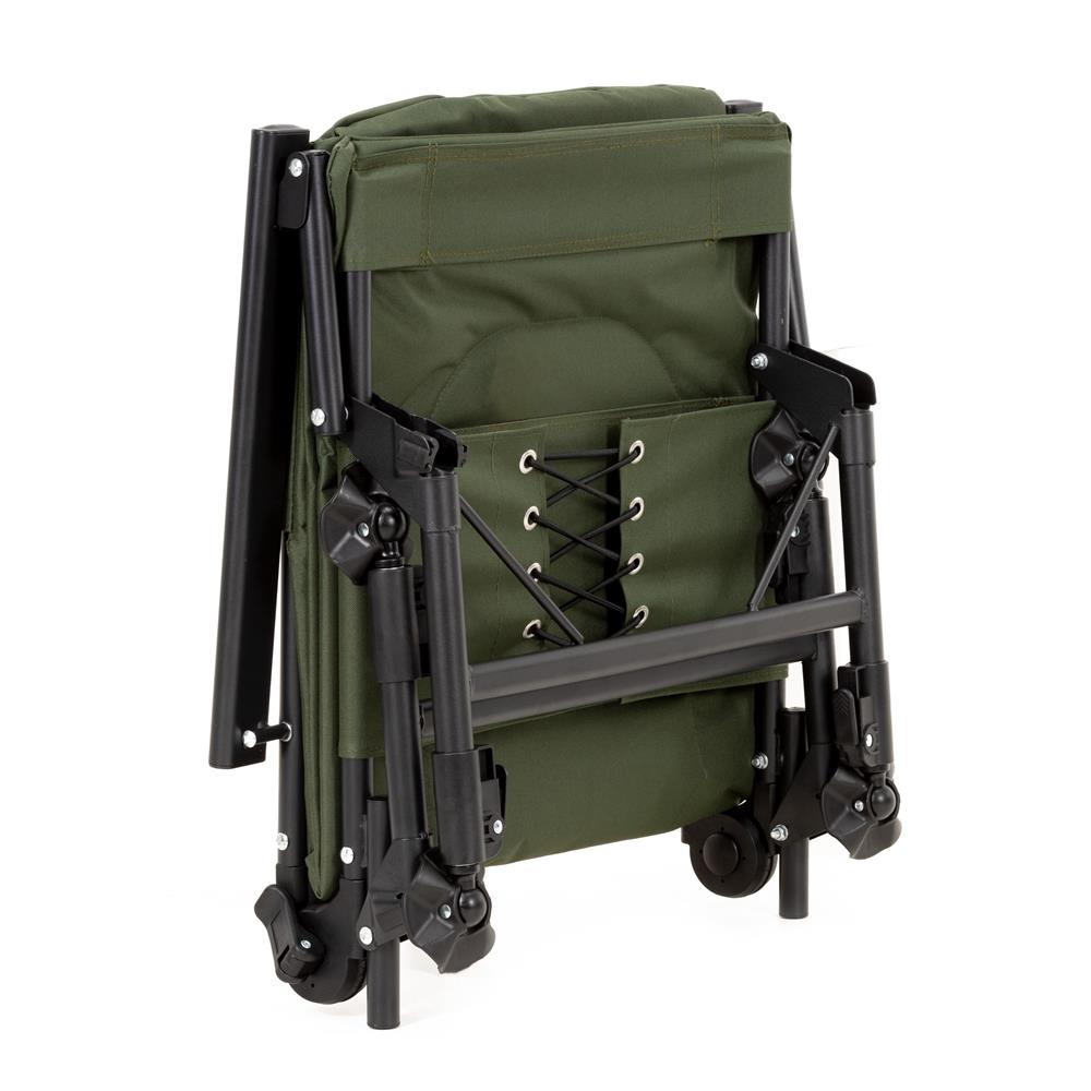 Scaun pliabil premium pentru pescuit sau camping, reglabil in 5 pozitii, picioare reglabile pe inaltime, 71x57x90 cm, 140 kg, verde inchis - imagine 11