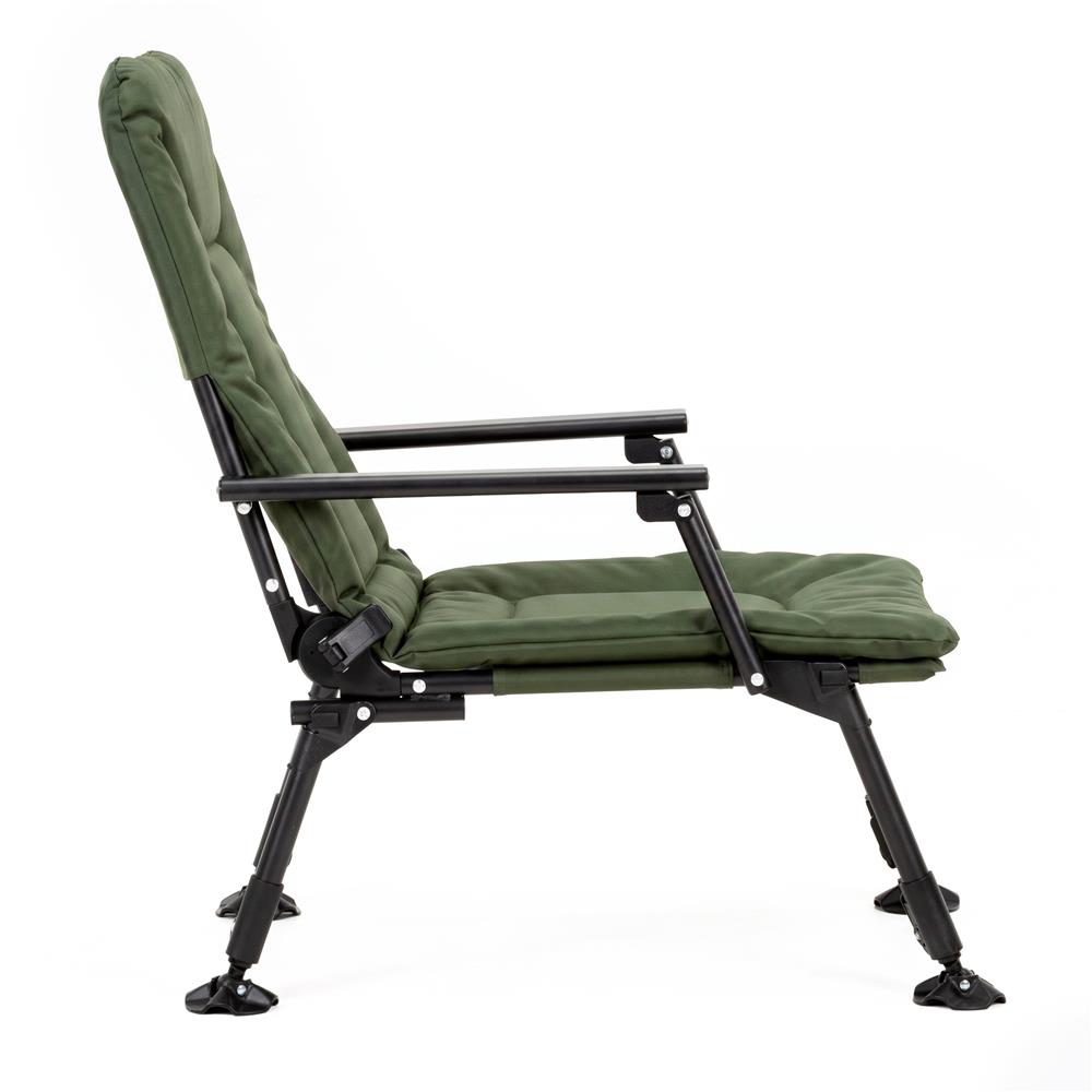 Scaun pliabil premium pentru pescuit sau camping, reglabil in 5 pozitii, picioare reglabile pe inaltime, 71x57x90 cm, 140 kg, verde inchis - imagine 8