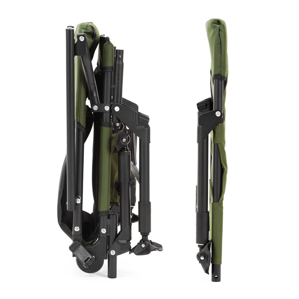 Scaun pliabil premium pentru pescuit sau camping cu suport pentru picioare, reglabil in 5 pozitii, picioare reglabile pe inaltime, 81x57x100 cm, 140 kg, verde inchis - imagine 18
