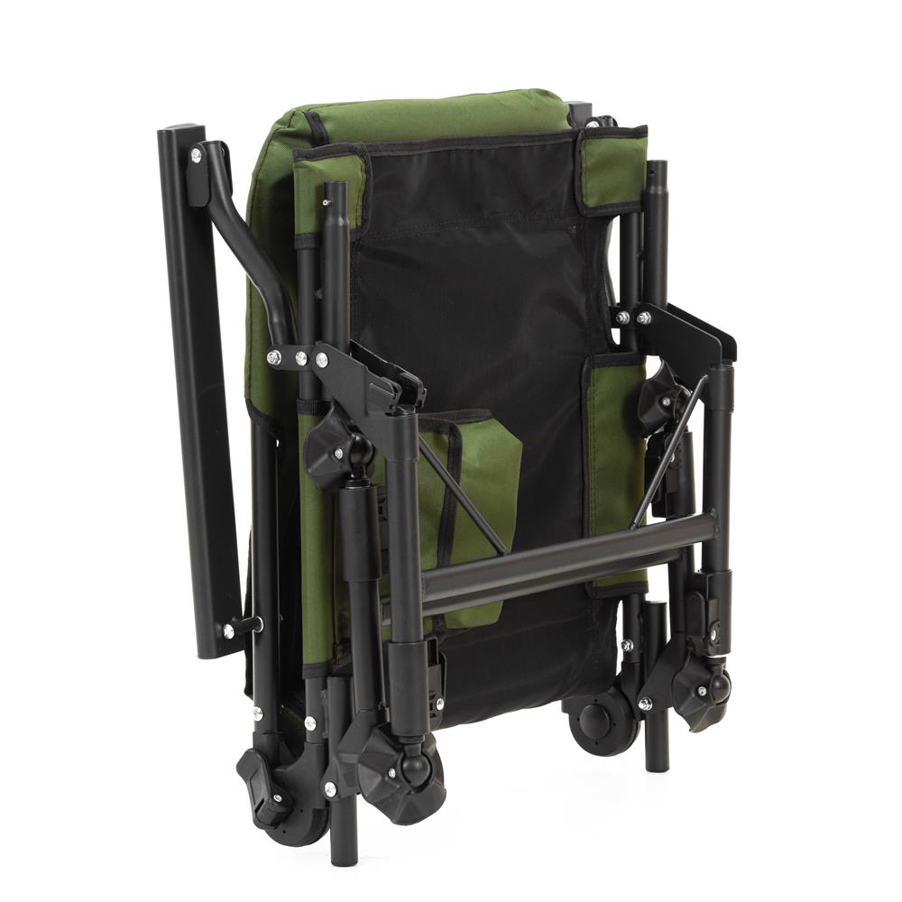 Scaun pliabil premium pentru pescuit sau camping cu suport pentru picioare, reglabil in 5 pozitii, picioare reglabile pe inaltime, 81x57x100 cm, 140 kg, verde inchis - imagine 19