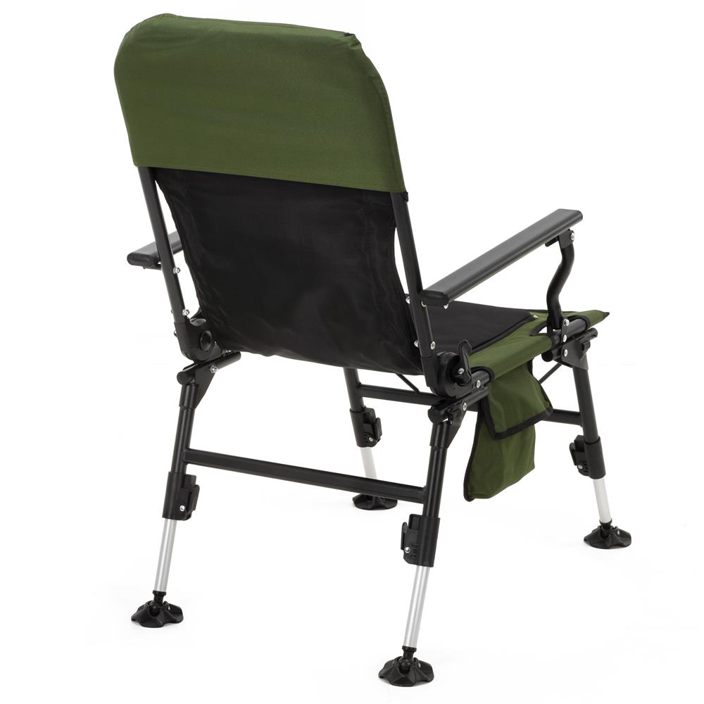 Scaun pliabil premium pentru pescuit sau camping cu suport pentru picioare, reglabil in 5 pozitii, picioare reglabile pe inaltime, 81x57x100 cm, 140 kg, verde inchis - imagine 20
