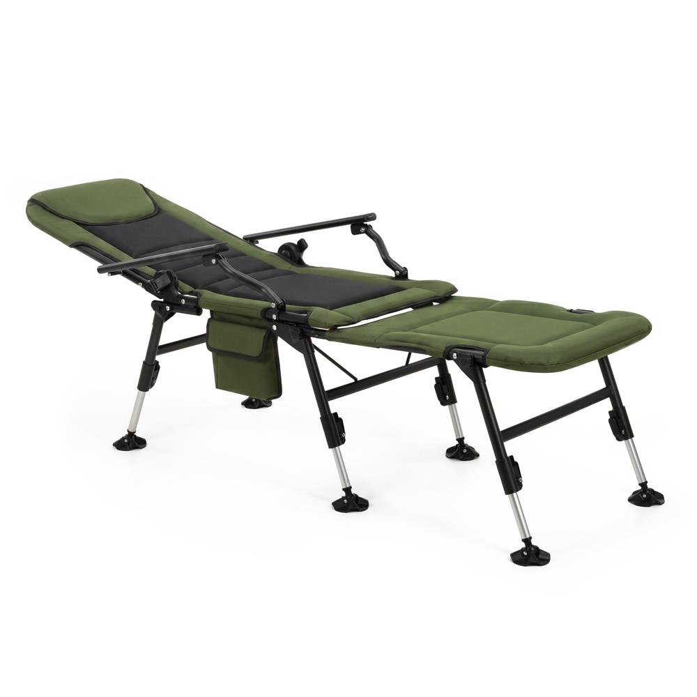 Scaun pliabil premium pentru pescuit sau camping cu suport pentru picioare, reglabil in 5 pozitii, picioare reglabile pe inaltime, 81x57x100 cm, 140 kg, verde inchis - imagine 23