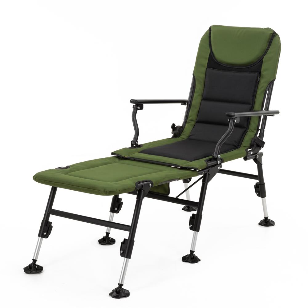 Scaun pliabil premium pentru pescuit sau camping cu suport pentru picioare, reglabil in 5 pozitii, picioare reglabile pe inaltime, 81x57x100 cm, 140 kg, verde inchis - imagine 24