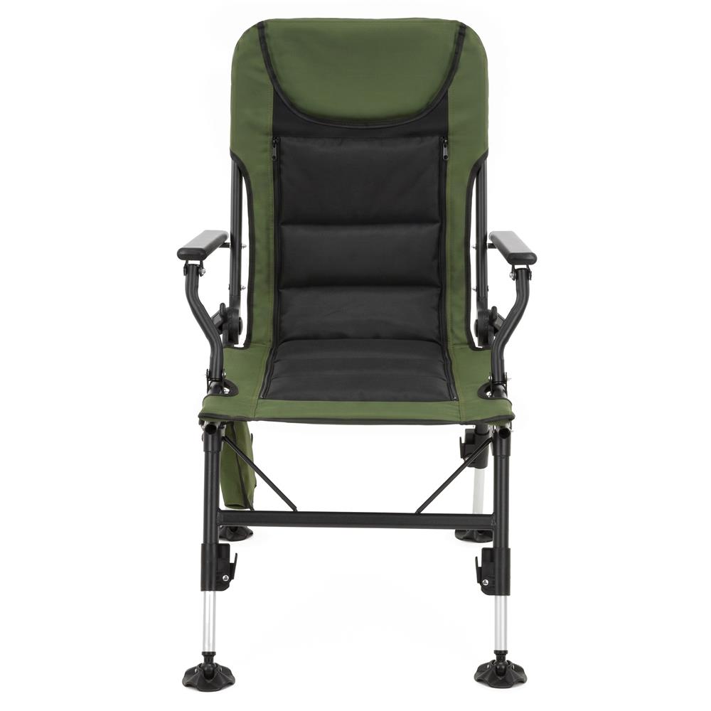 Scaun pliabil premium pentru pescuit sau camping cu suport pentru picioare, reglabil in 5 pozitii, picioare reglabile pe inaltime, 81x57x100 cm, 140 kg, verde inchis - imagine 7