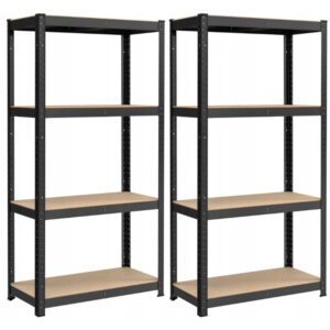 SONGMICS Set 2 rafturi metalice cu 4 polite MDF reglabile, 80x40x160 cm, negru
