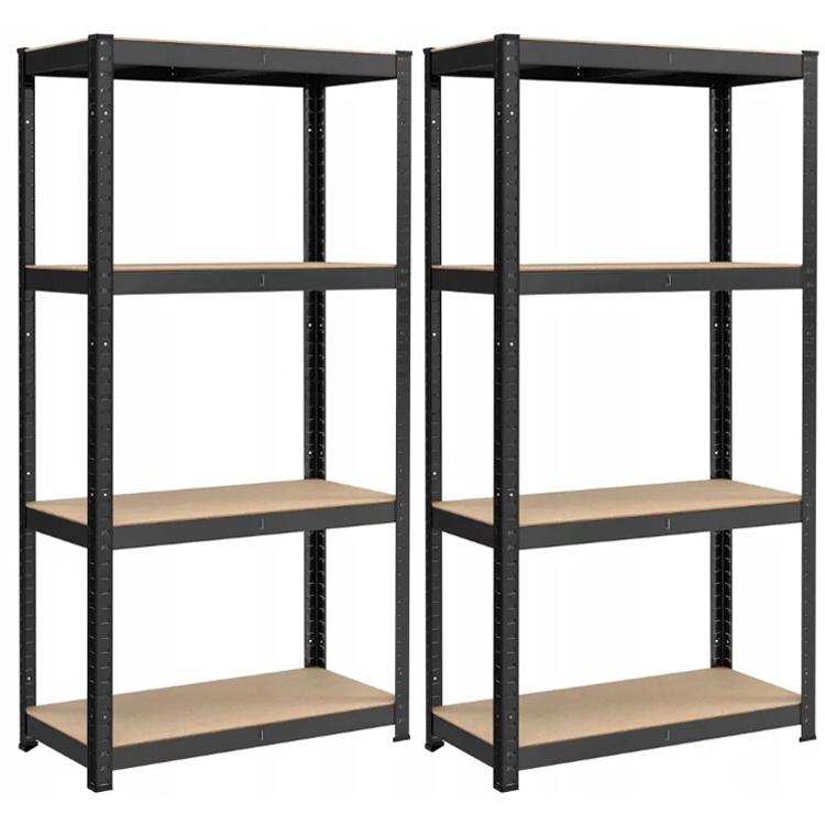SONGMICS Set 2 rafturi metalice cu 4 polite MDF reglabile, 80x40x160 cm, negru