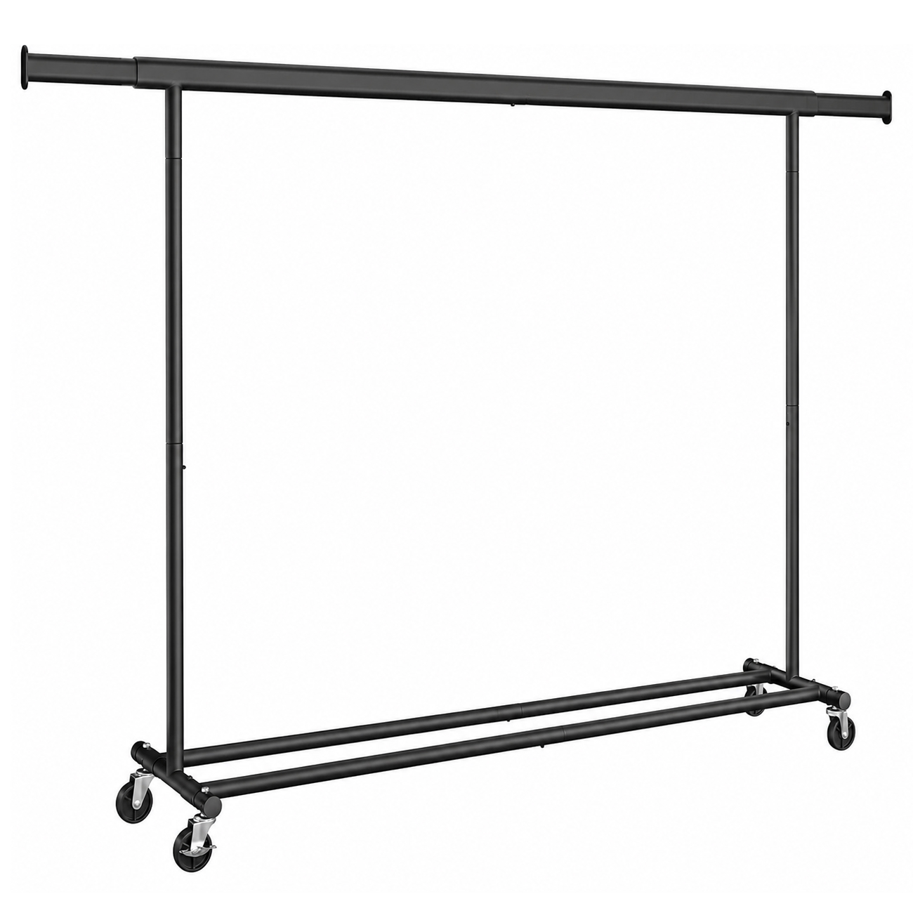 SONGMICS Suport haine cu roti, extensibil 160–200 cm, sarcina heavy duty otel 150 kg, roti blocabile, negru - imagine 2