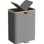 SONGMICS Cos de rufe textil cu 2 compartimente si capac, saci detasabili, 150 L, 52x39x75 cm, gri