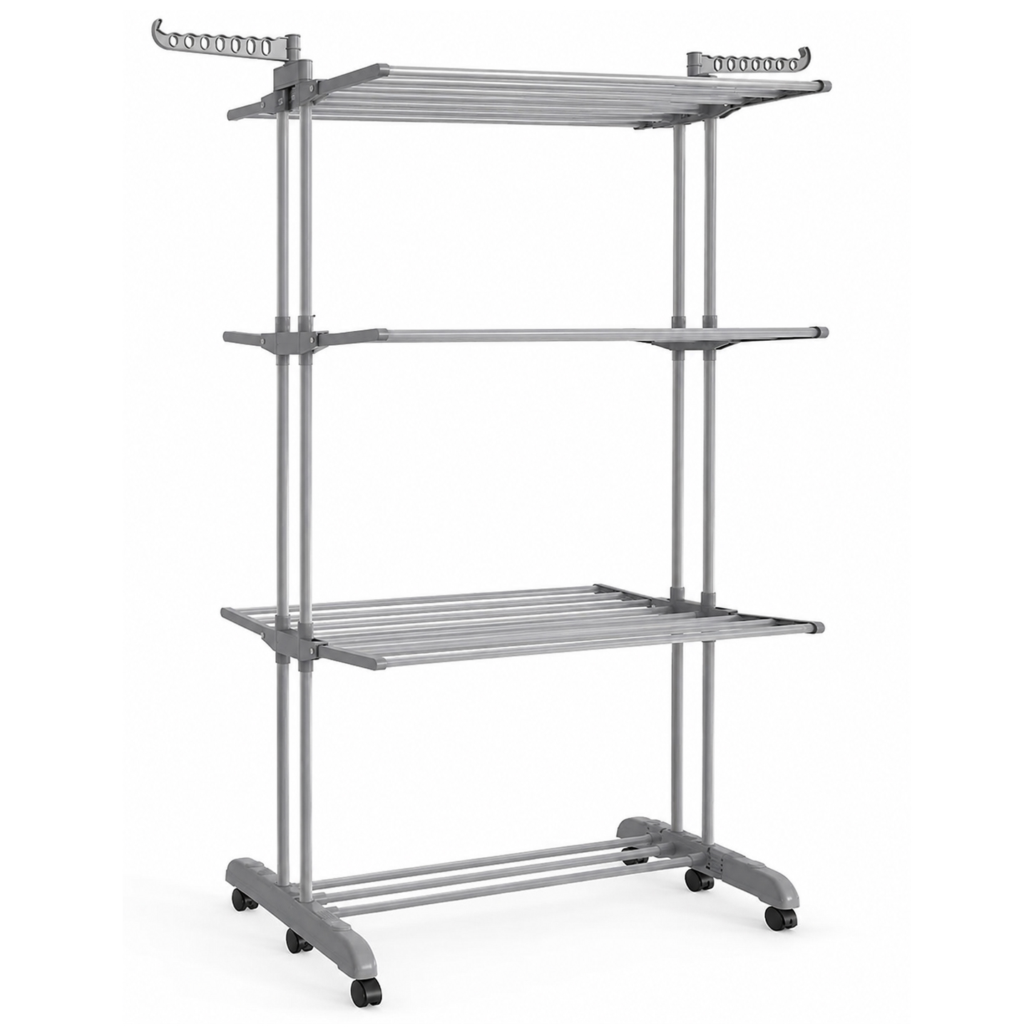 SONGMICS Uscator de rufe pliabil cu 4 niveluri, 6 roti, capacitate 41 kg, 64x126x173 cm, gri