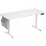 SONGMICS Birou electric reglabil pe inaltime, cadru metalic, functie memorie 4 pozitii, 160x70x(72-120) cm, alb
